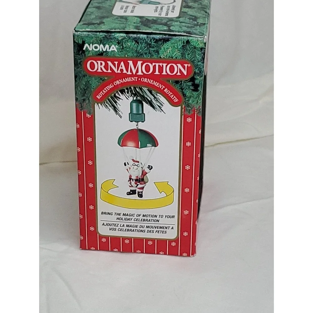 Vntg. 1989 Noma OrnaMotion Parachuting Santa‎ Rotating Ornament #1295648 (#2347)